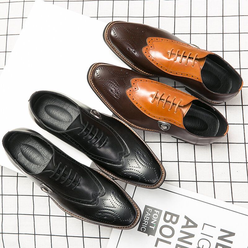 Män Brogue Craved Pointed Toe Spicing Dress Shoes