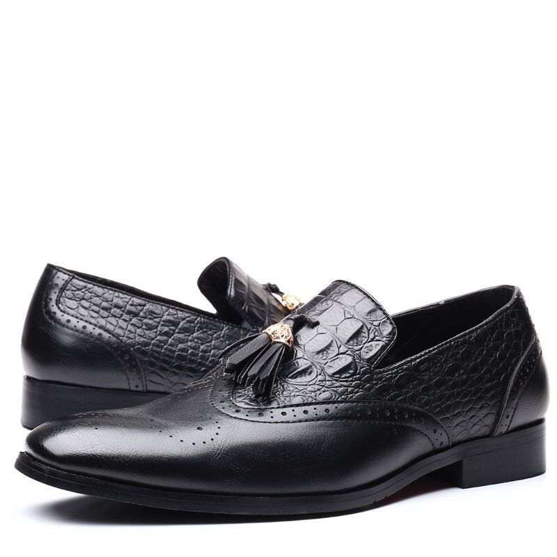 Män Brogue Tofs Decor Klänning Loafers Slip On Business Casual Formell Skor