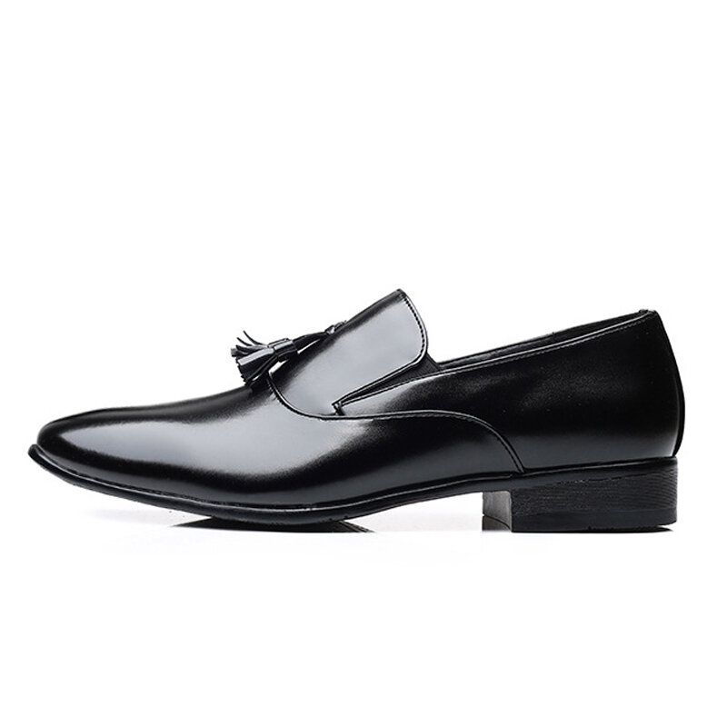 Män Läder Andas Mjuk Sula Slip On Comfy Business Casual Dress Shoes