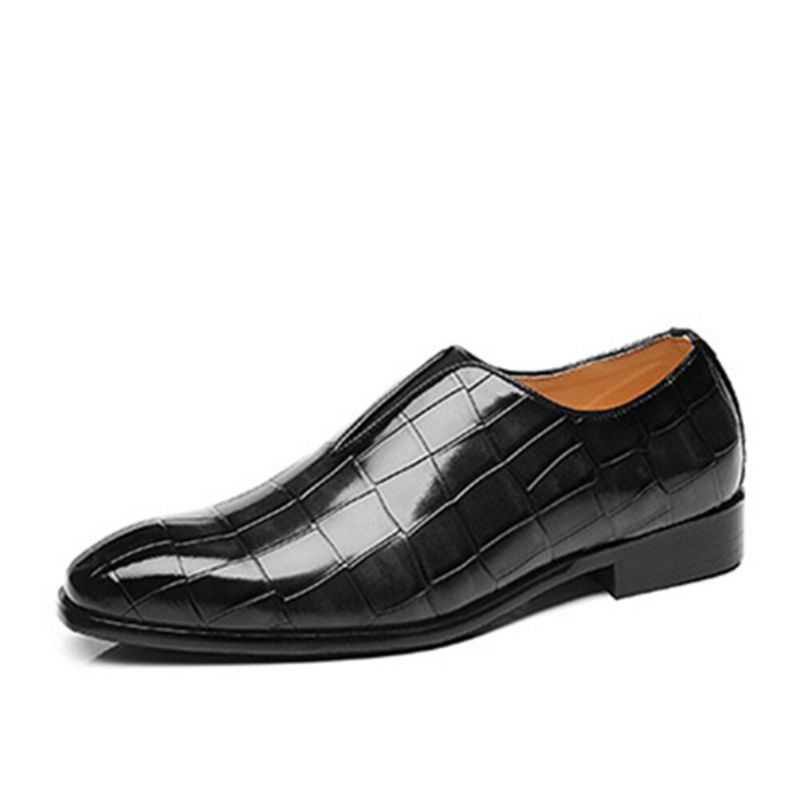 Män Läder Mjuk Sula Spetsig Tå Krokodilmönster Slip On Casual Dress Shoes