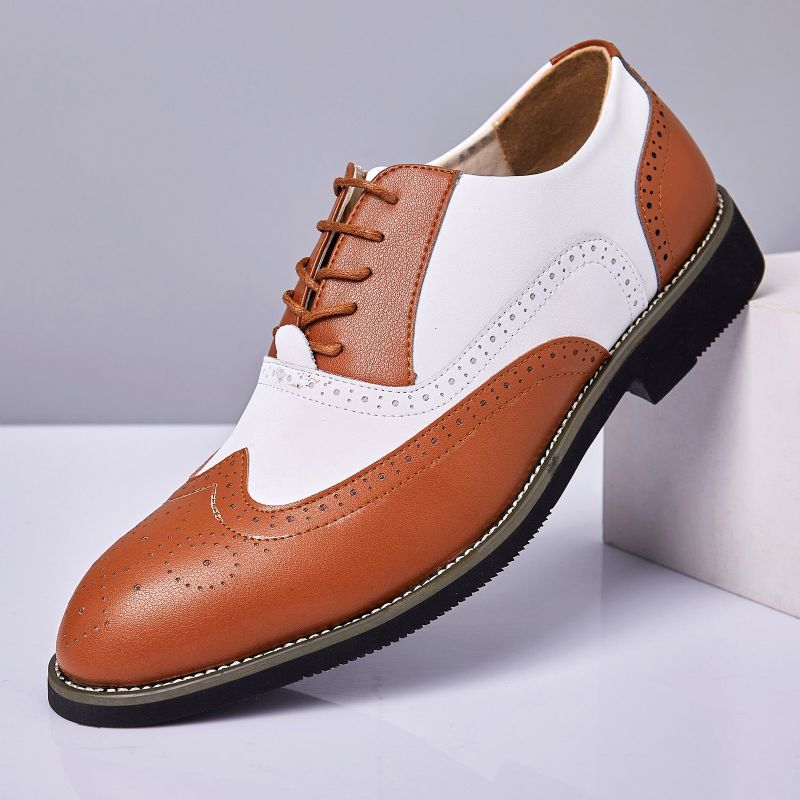 Män Läder Vintage Brogue Graverade Brittiska Snörning Business Dress Skor