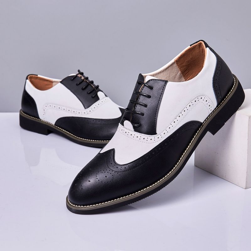 Män Läder Vintage Brogue Graverade Brittiska Snörning Business Dress Skor