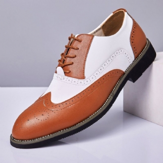 Män Läder Vintage Brogue Graverade Brittiska Snörning Business Dress Skor