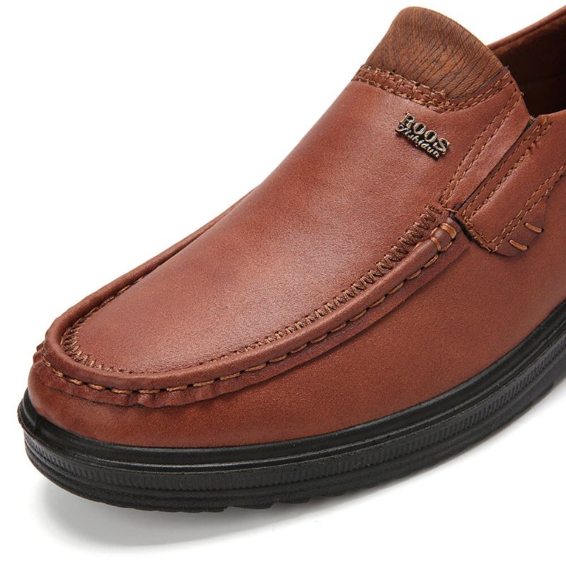 Män Microfiber Läder Andas Mjuk Sula Slip-on Business Skor