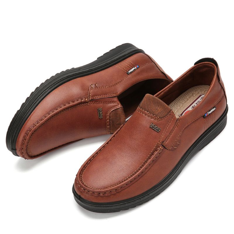 Män Microfiber Läder Andas Mjuk Sula Slip-on Business Skor