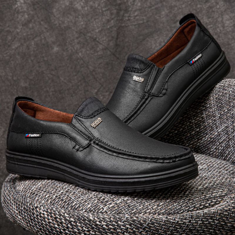 Män Microfiber Läder Andas Mjuk Sula Slip-on Business Skor