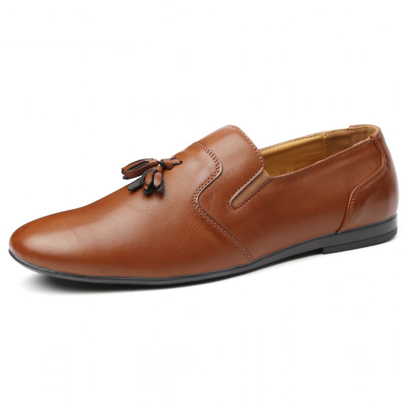 Män Non Slip Tofs Dekoration Slip On Casual Läder Oxfords