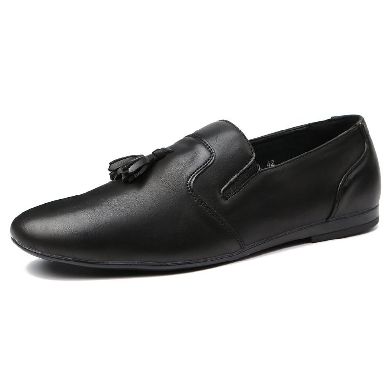 Män Non Slip Tofs Dekoration Slip On Casual Läder Oxfords