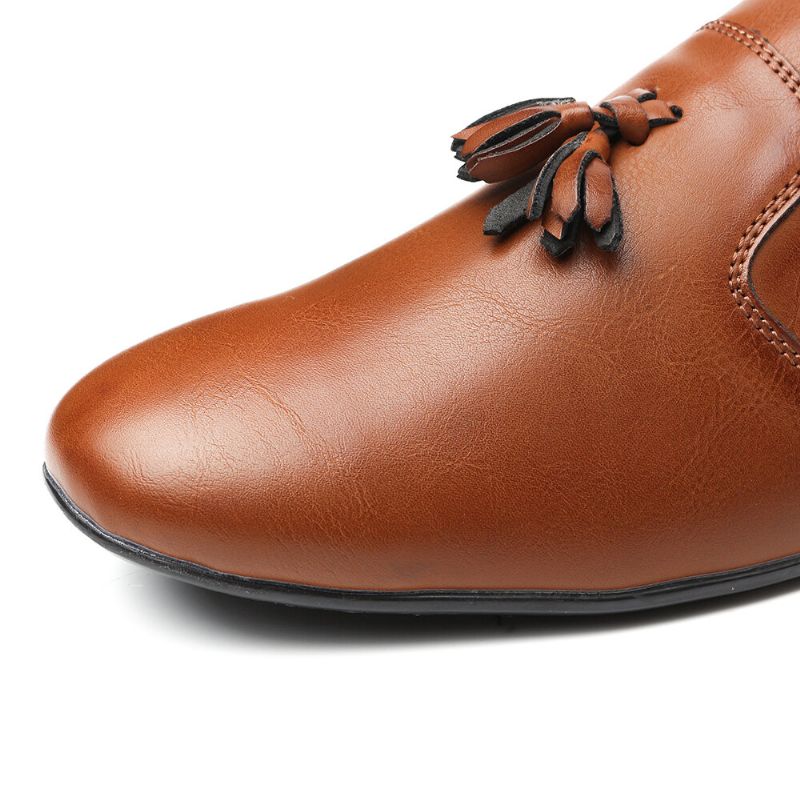 Män Non Slip Tofs Dekoration Slip On Casual Läder Oxfords