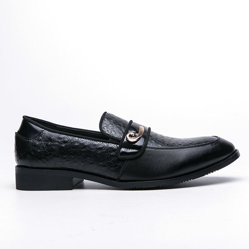 Män Retro Metall Splicing Läder Bekväma Slip On Business Casual Milda Skor