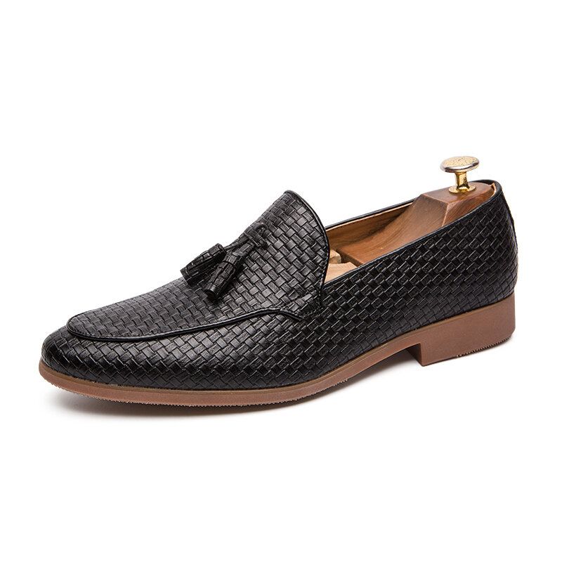 Män Vävd Detalj Tofsdekor Bekväma Slip On Business Casual Skonsamma Skor