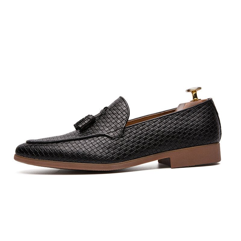 Män Vävd Detalj Tofsdekor Bekväma Slip On Business Casual Skonsamma Skor