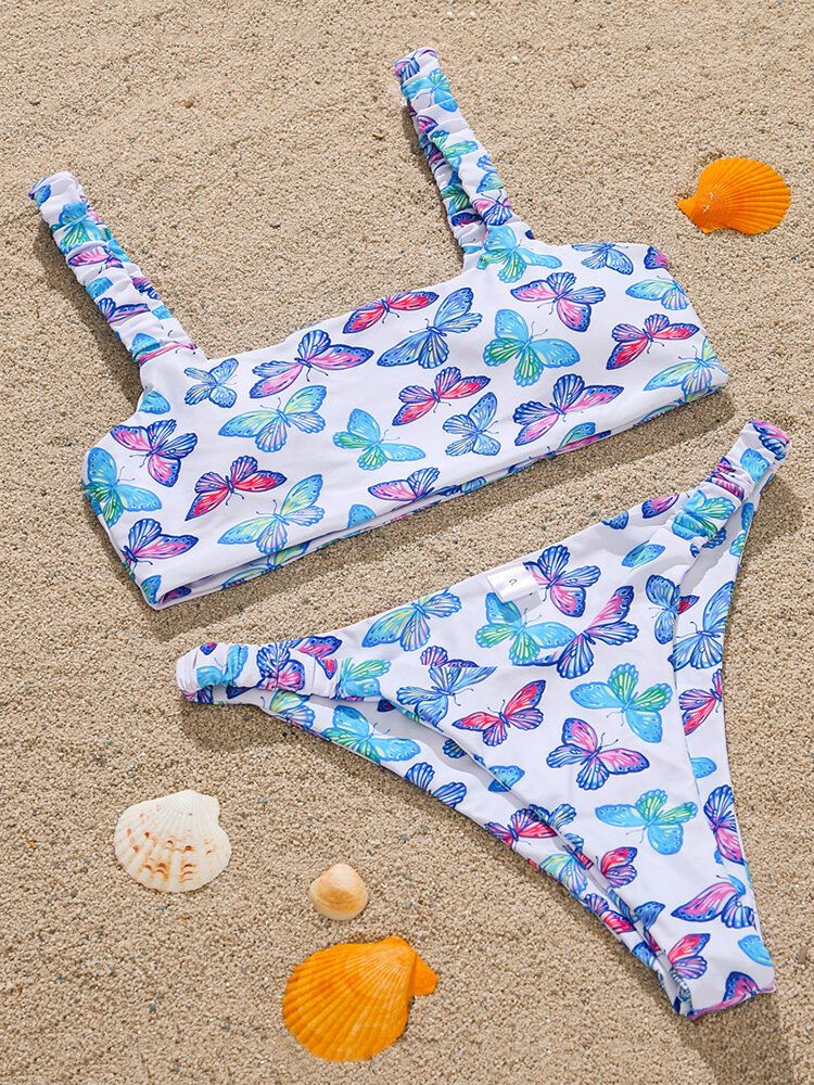 Animal Butterfly Print Vadderade Bikini Holiday Beach Baddräkter För Kvinnor