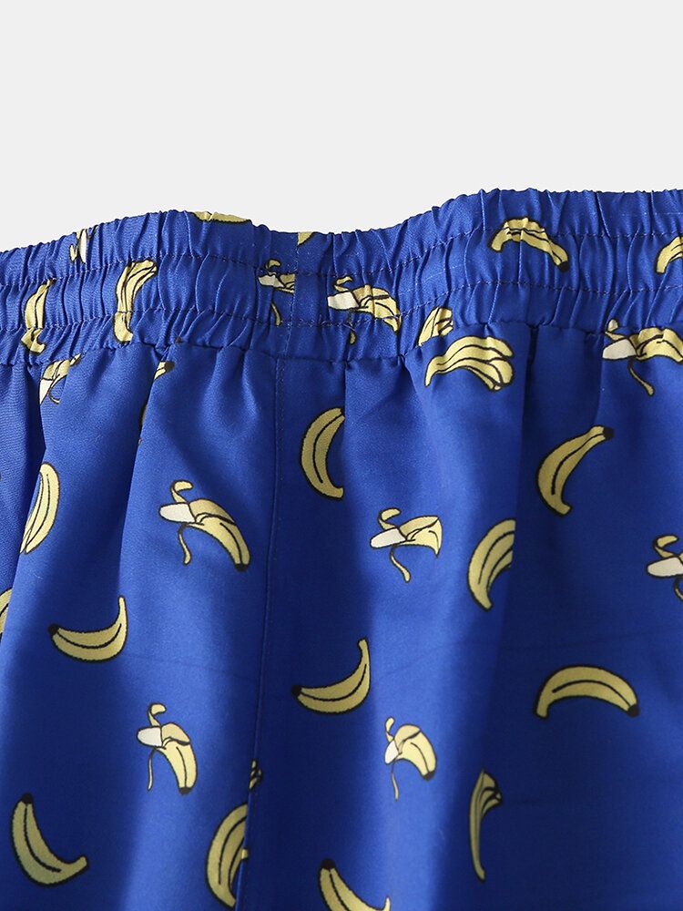 Banantryck För Män Med Elastiska Midja Strandshorts