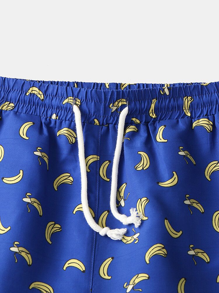 Banantryck För Män Med Elastiska Midja Strandshorts