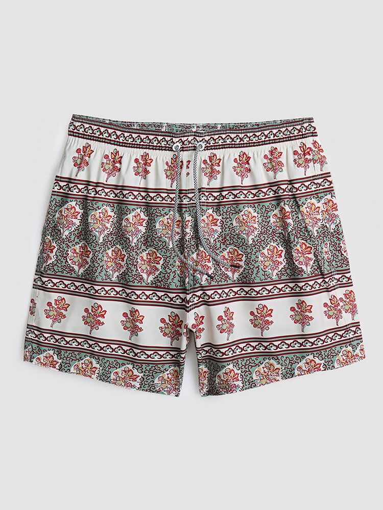 Blommönster För Män Vintage Style Mysiga Korta Lätta Tunna Shorts