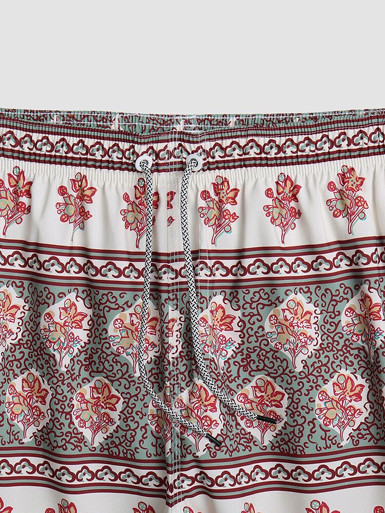 Blommönster För Män Vintage Style Mysiga Korta Lätta Tunna Shorts