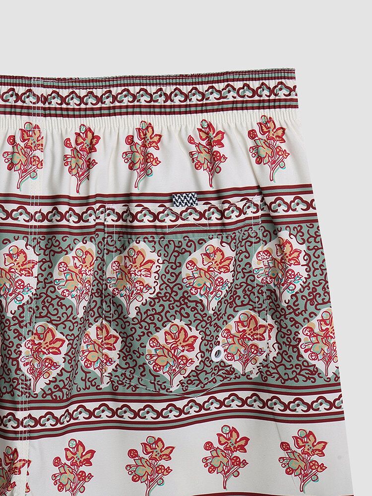 Blommönster För Män Vintage Style Mysiga Korta Lätta Tunna Shorts