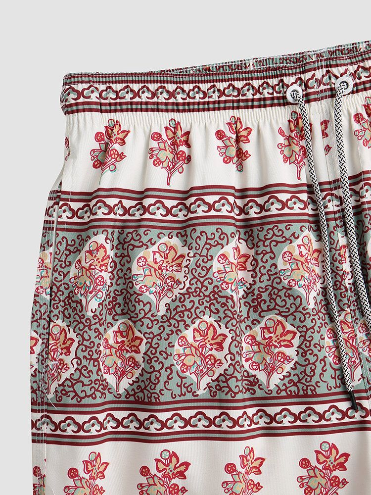 Blommönster För Män Vintage Style Mysiga Korta Lätta Tunna Shorts