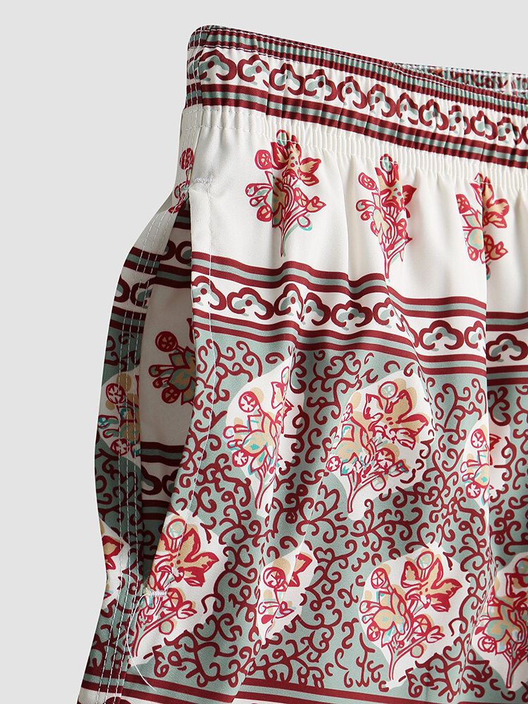 Blommönster För Män Vintage Style Mysiga Korta Lätta Tunna Shorts