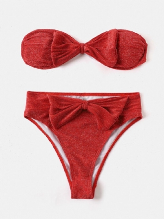 Dam Large Bowknot Trådlös Ryggstängning Bandeau Bikinis Badkläder