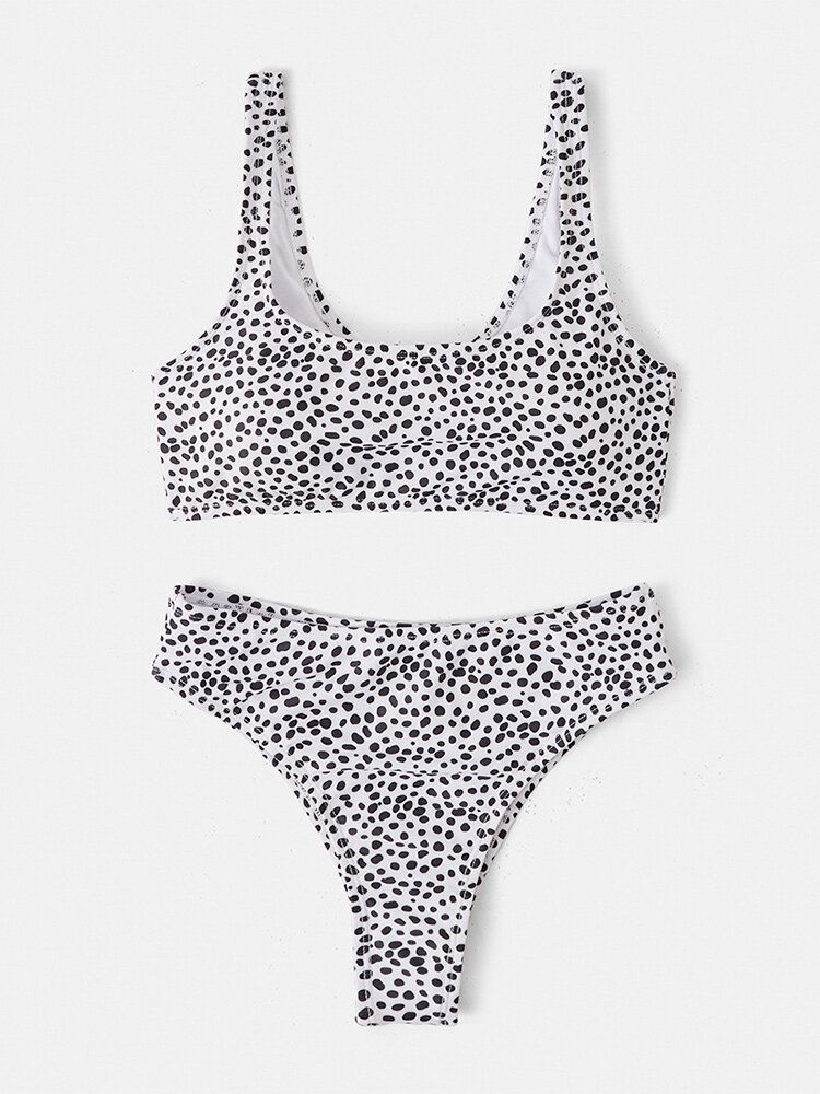 Dam Leopard Breda Axelremmar Baddräkt Rygglös Bikini