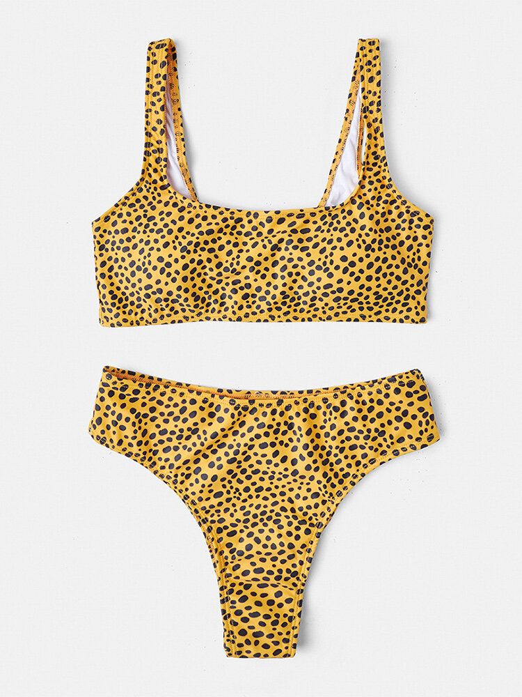 Dam Leopard Breda Axelremmar Baddräkt Rygglös Bikini