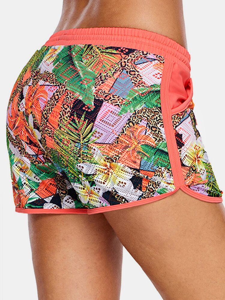 Damblommigt Tryck Hollow Out Dragsko Simboyshorts