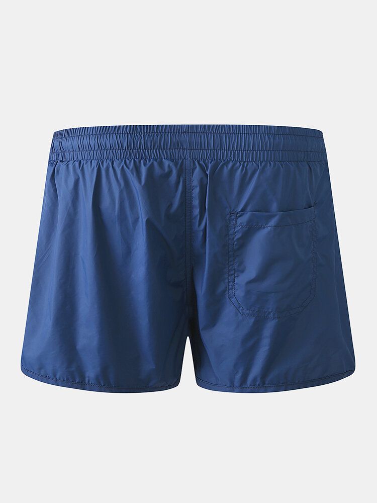 Enfärgad Herr Snabbtorkande Dragsko Casual Beach Board-shorts Med Kompressionsfoder