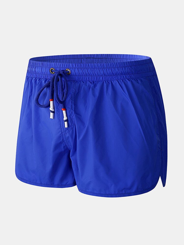 Enfärgad Herr Snabbtorkande Dragsko Casual Beach Board-shorts Med Kompressionsfoder