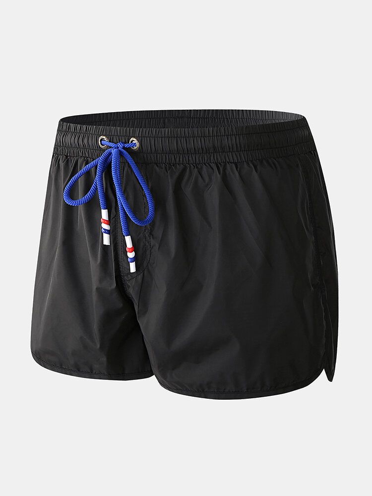 Enfärgad Herr Snabbtorkande Dragsko Casual Beach Board-shorts Med Kompressionsfoder