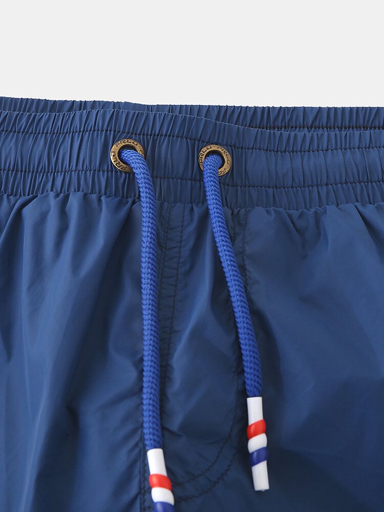 Enfärgad Herr Snabbtorkande Dragsko Casual Beach Board-shorts Med Kompressionsfoder