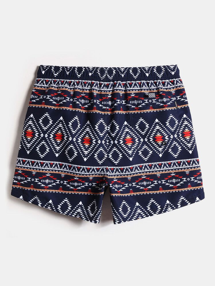 Etnisk Stil För Män Tribaltryck Dragsko I Midjan Lös Tunna Holiday Beach Board-shorts