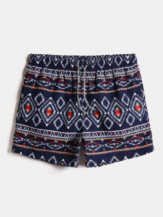 Etnisk Stil För Män Tribaltryck Dragsko I Midjan Lös Tunna Holiday Beach Board-shorts