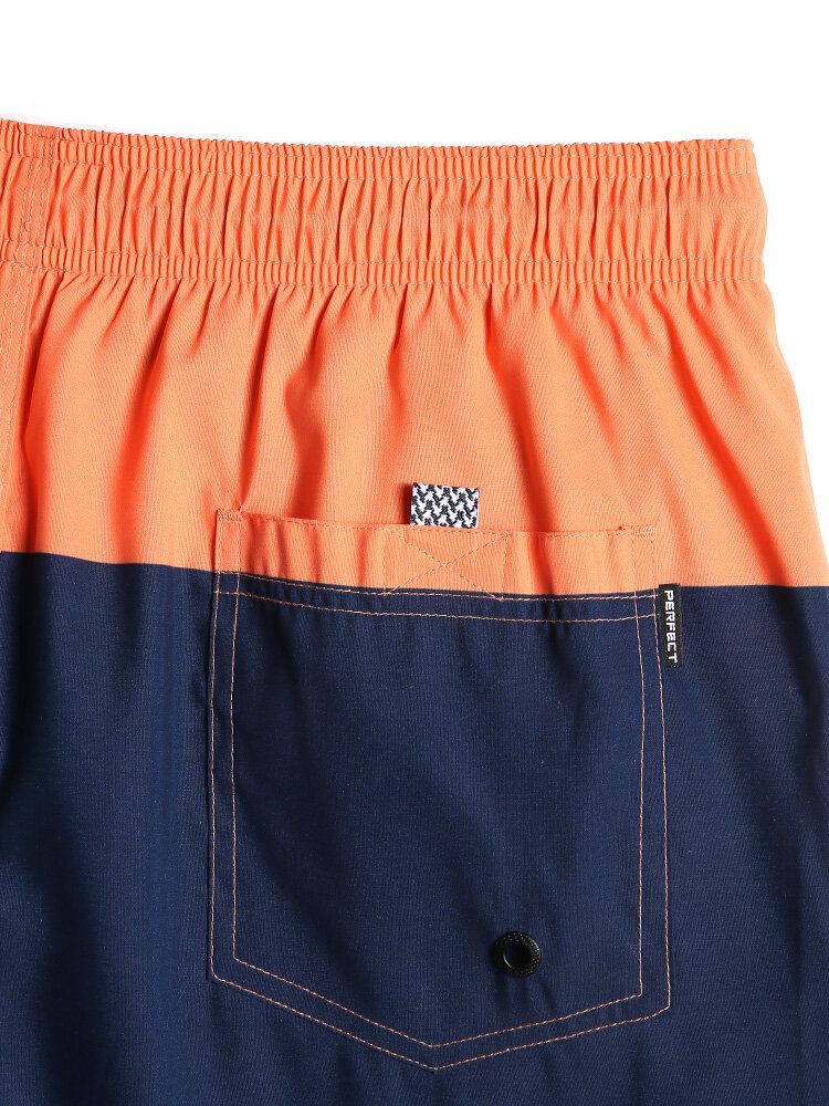 Färgblock För Män Snabbtorkande Strandshorts Med Dragsko