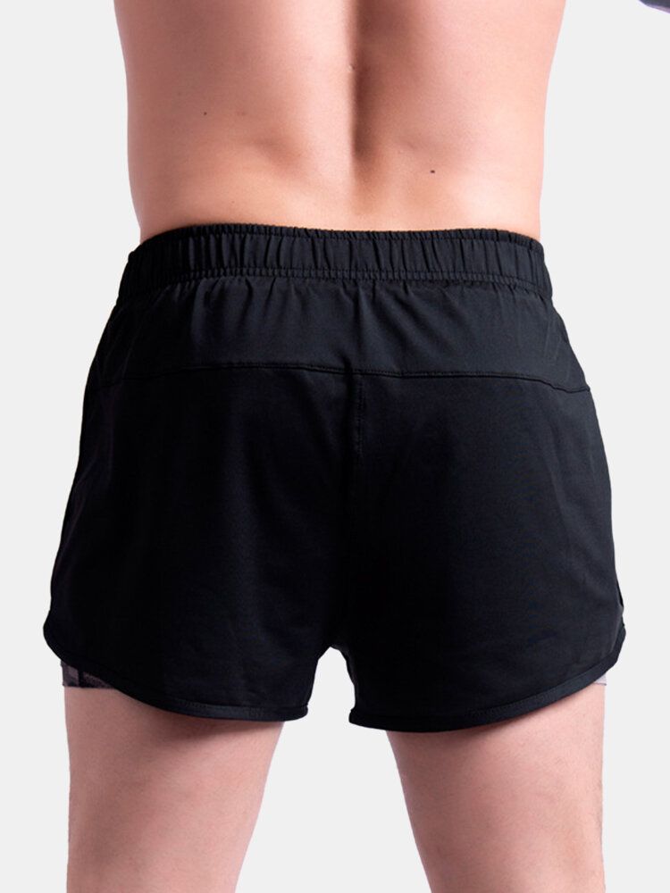 Herr Camo Patchwork Snabbtorkande Elastisk Midja Lös Löpning Utomhus Sports Stretch Shorts