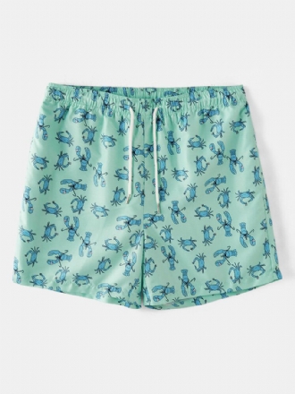 Herr Carb Cartoon Print Elastiska Midja Strandshorts