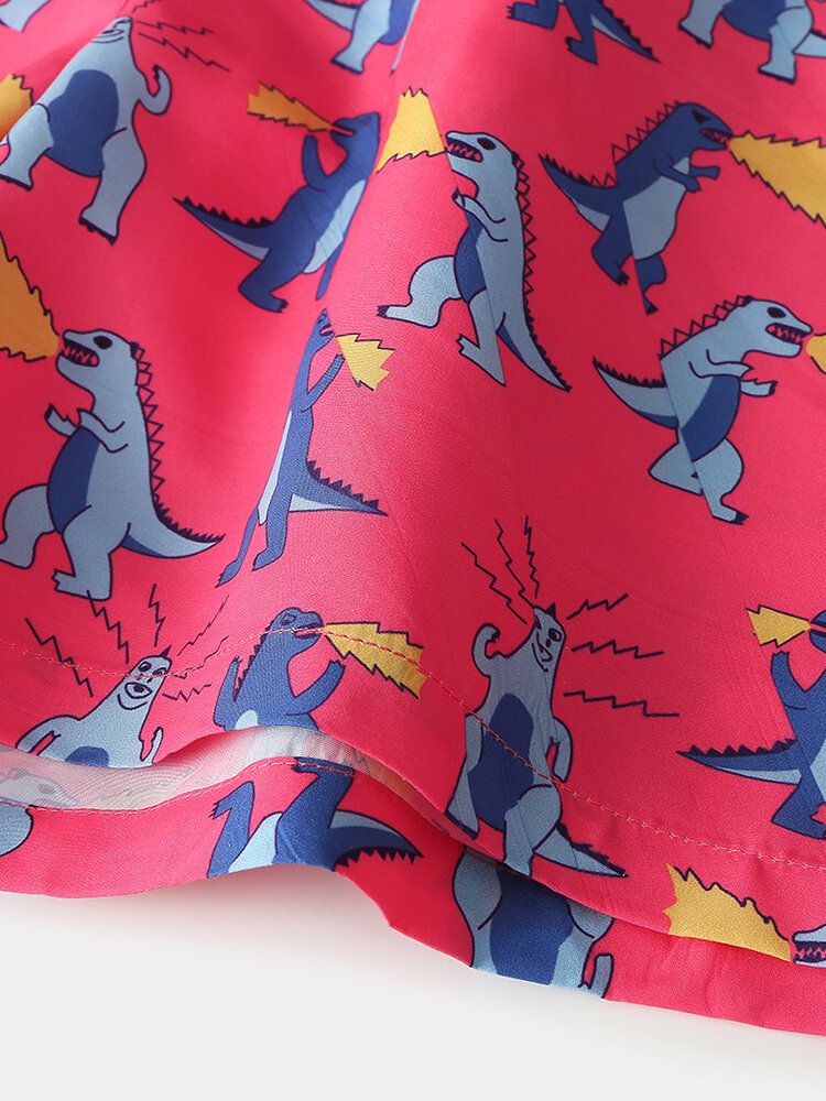 Herr Holiday Dinosaur Funny Cartoon Printing Snabbtorkande Mini Short Beach Shorts