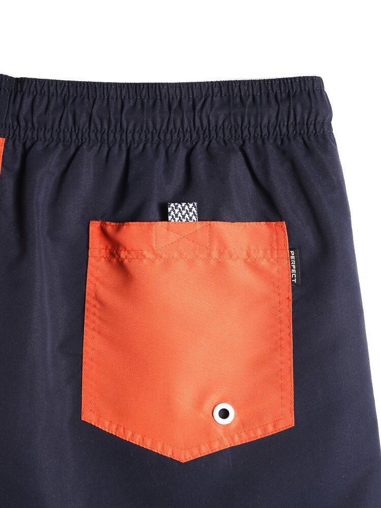 Herr Kontrastfärg Patchwork Quick Dry Dragsko Midja Tunna Beach Board Shorts