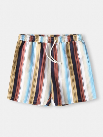 Herr Semester Färgglada Randtryck Andas Snabbtorkande Mini Short Beach Shorts