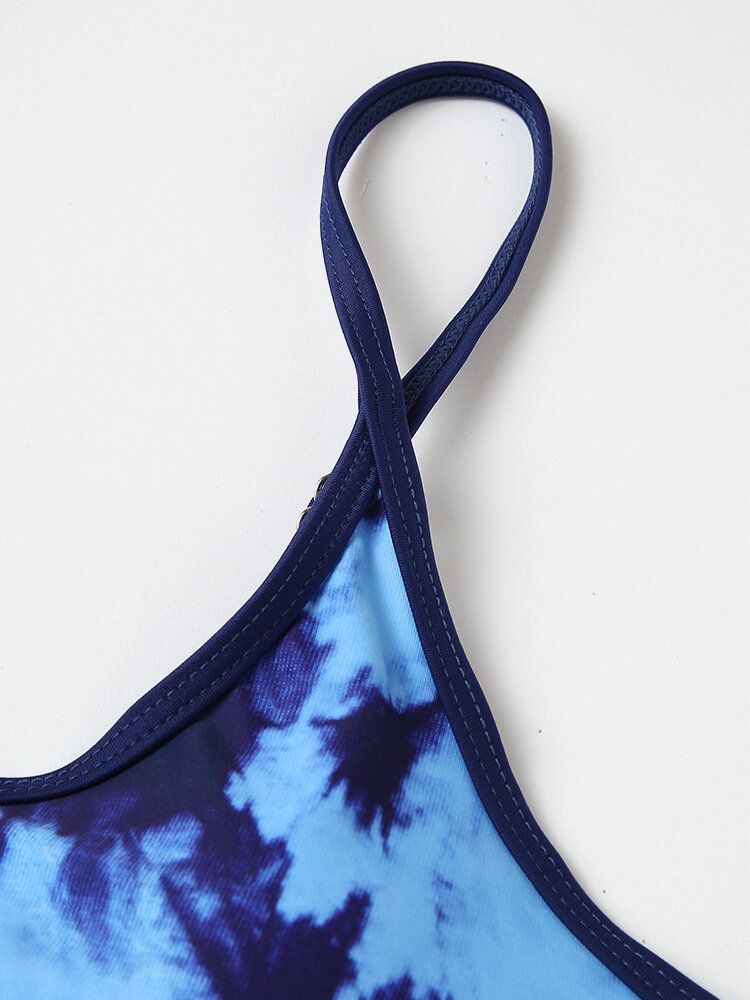 Kvinnor Tie-dye Patchwork Bikinis Baddräkt Med Hög Midja