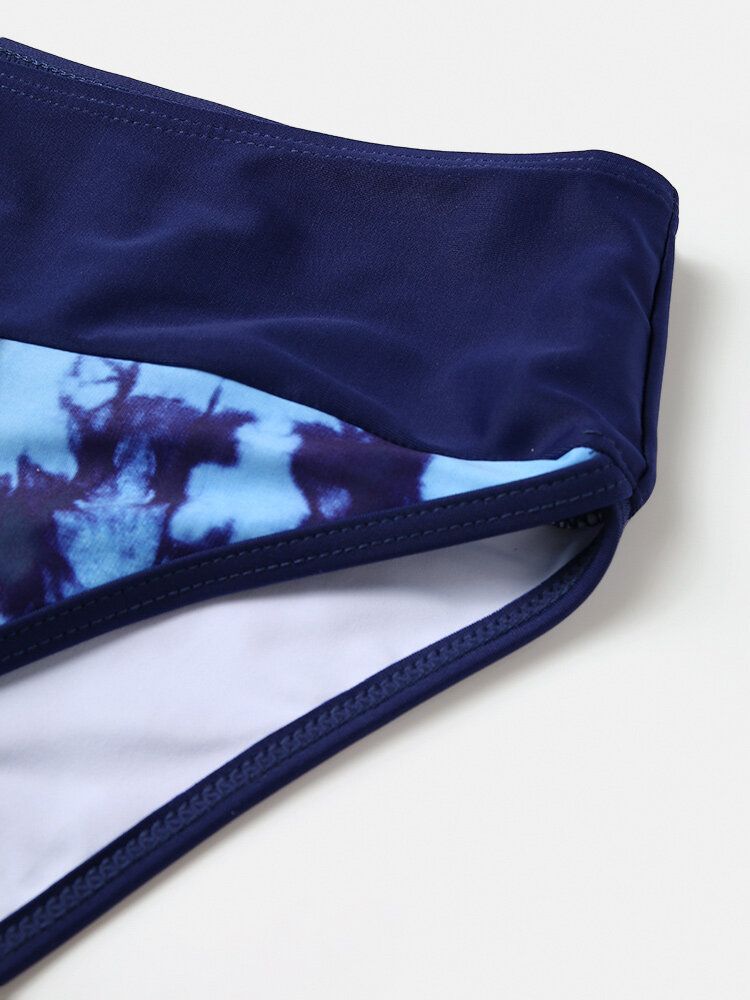 Kvinnor Tie-dye Patchwork Bikinis Baddräkt Med Hög Midja