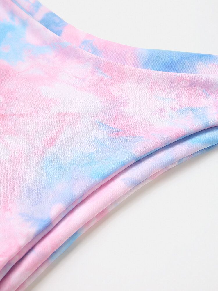 Kvinnor Tie-dye Print Breda Remmar Låg Midja Bikinis Baddräkt