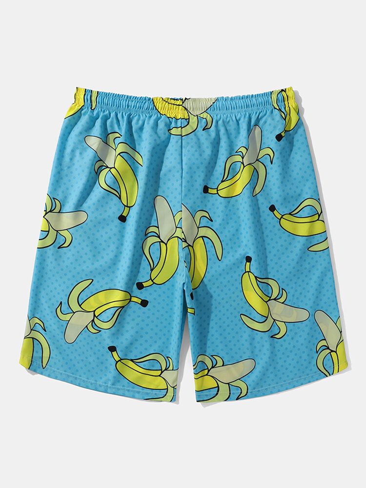 Men Allover Bananas Print Board Beachwear Loose Fit Shorts Med Breda Ben