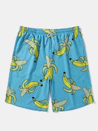 Men Allover Bananas Print Board Beachwear Loose Fit Shorts Med Breda Ben