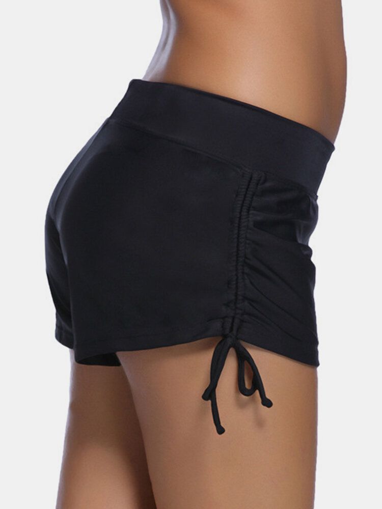 Plus Size Dam Sidor Dragsko Svarta Simshorts