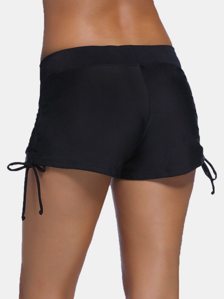 Plus Size Dam Sidor Dragsko Svarta Simshorts