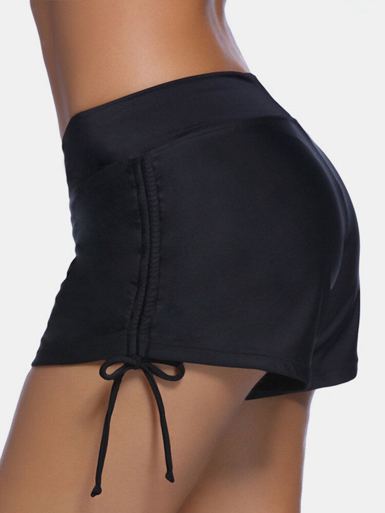 Plus Size Dam Sidor Dragsko Svarta Simshorts