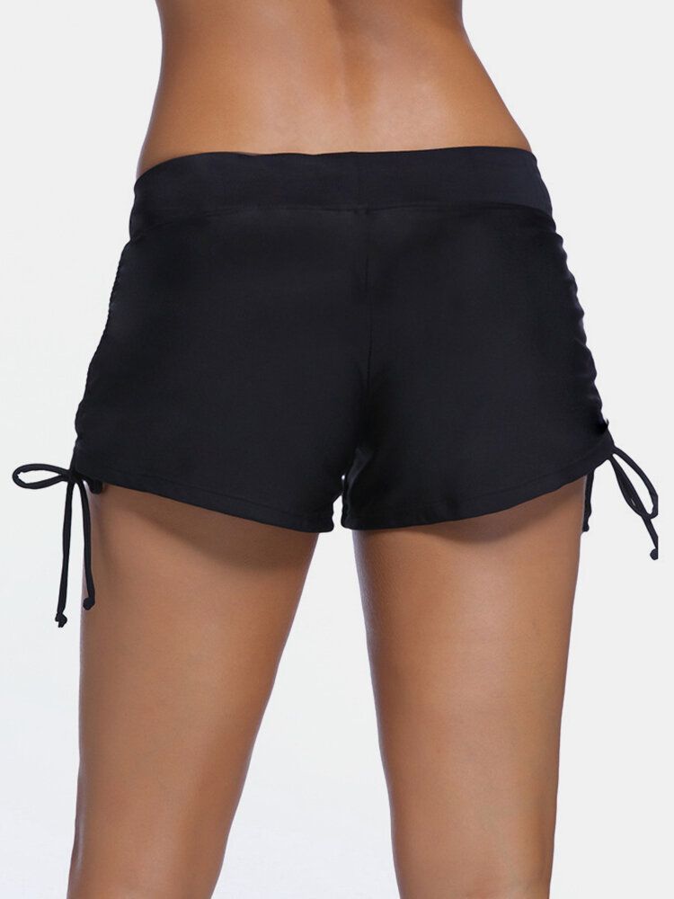 Plus Size Dam Sidor Dragsko Svarta Simshorts