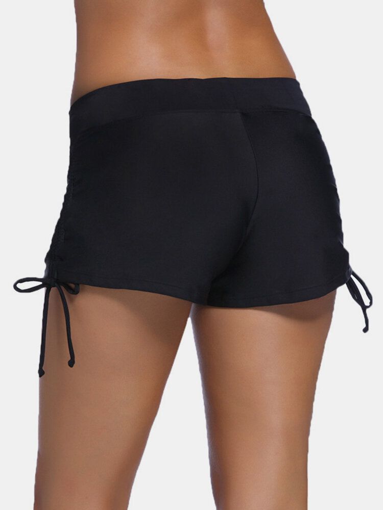 Plus Size Dam Sidor Dragsko Svarta Simshorts